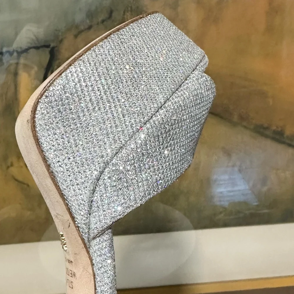 🌹STUART WEITZMAN🌹 Disco Platform Sandal In Silver Size: 9.5
